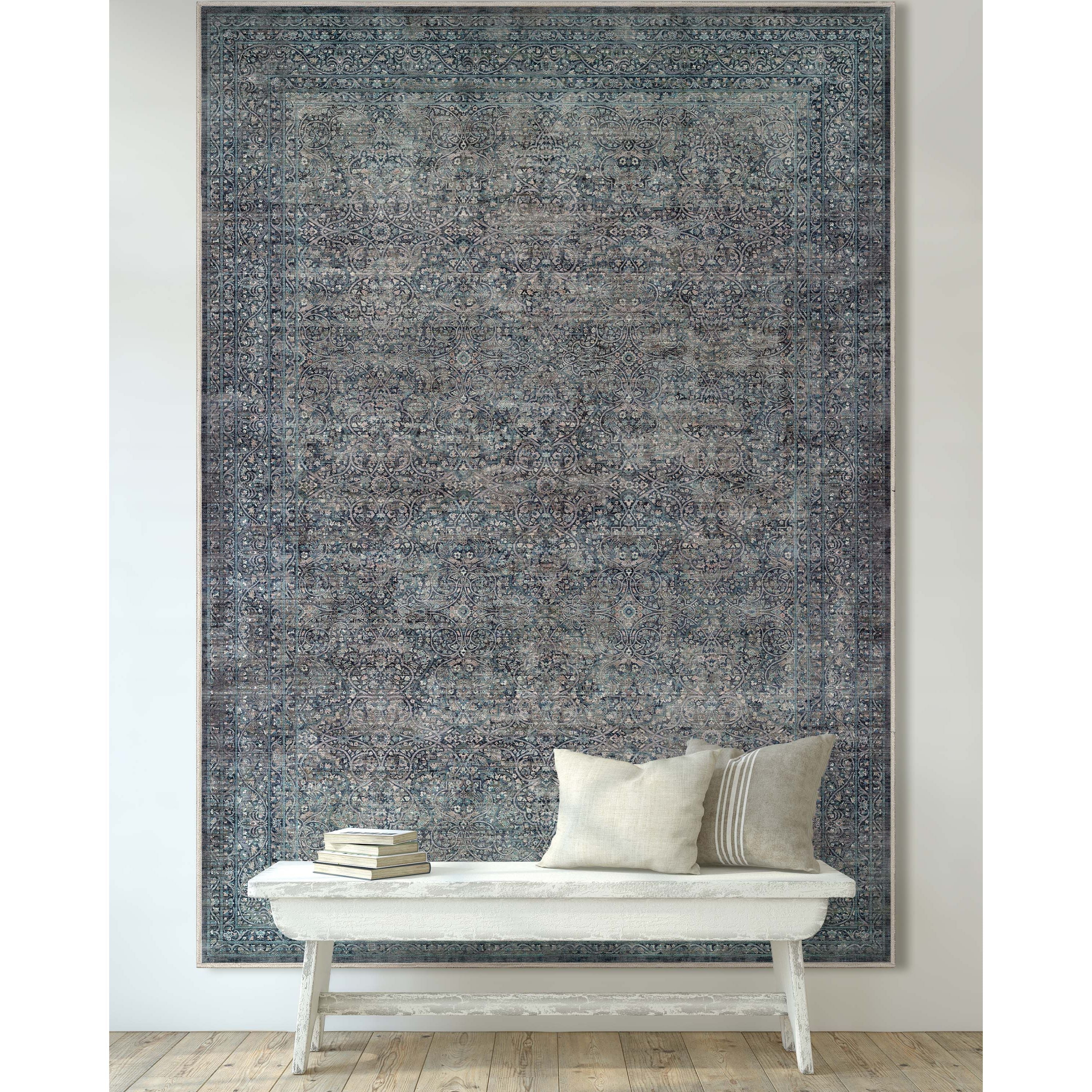 Juliette Vintage Persian Oriental Blue Flat-Weave Rug