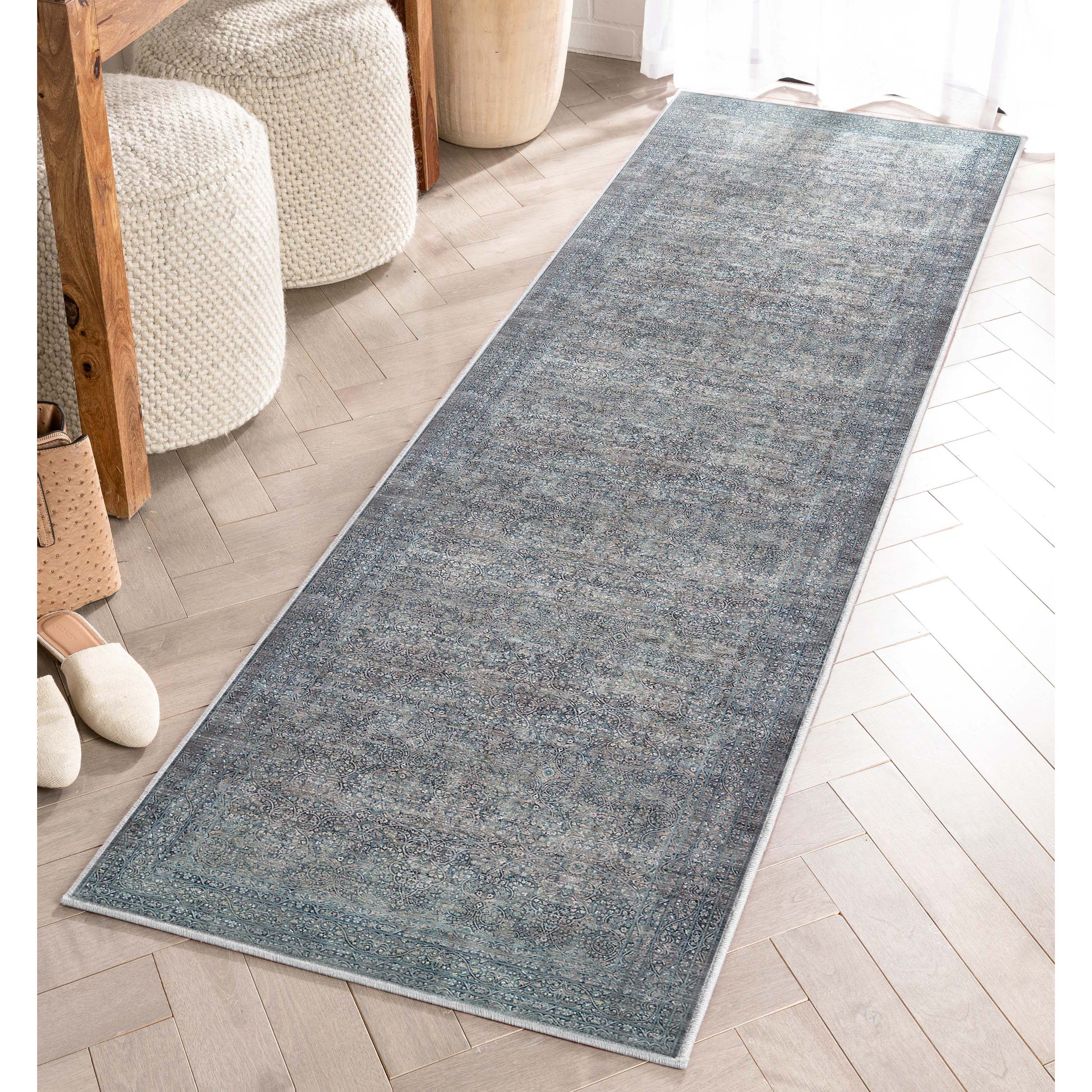 Juliette Vintage Persian Oriental Blue Flat-Weave Rug