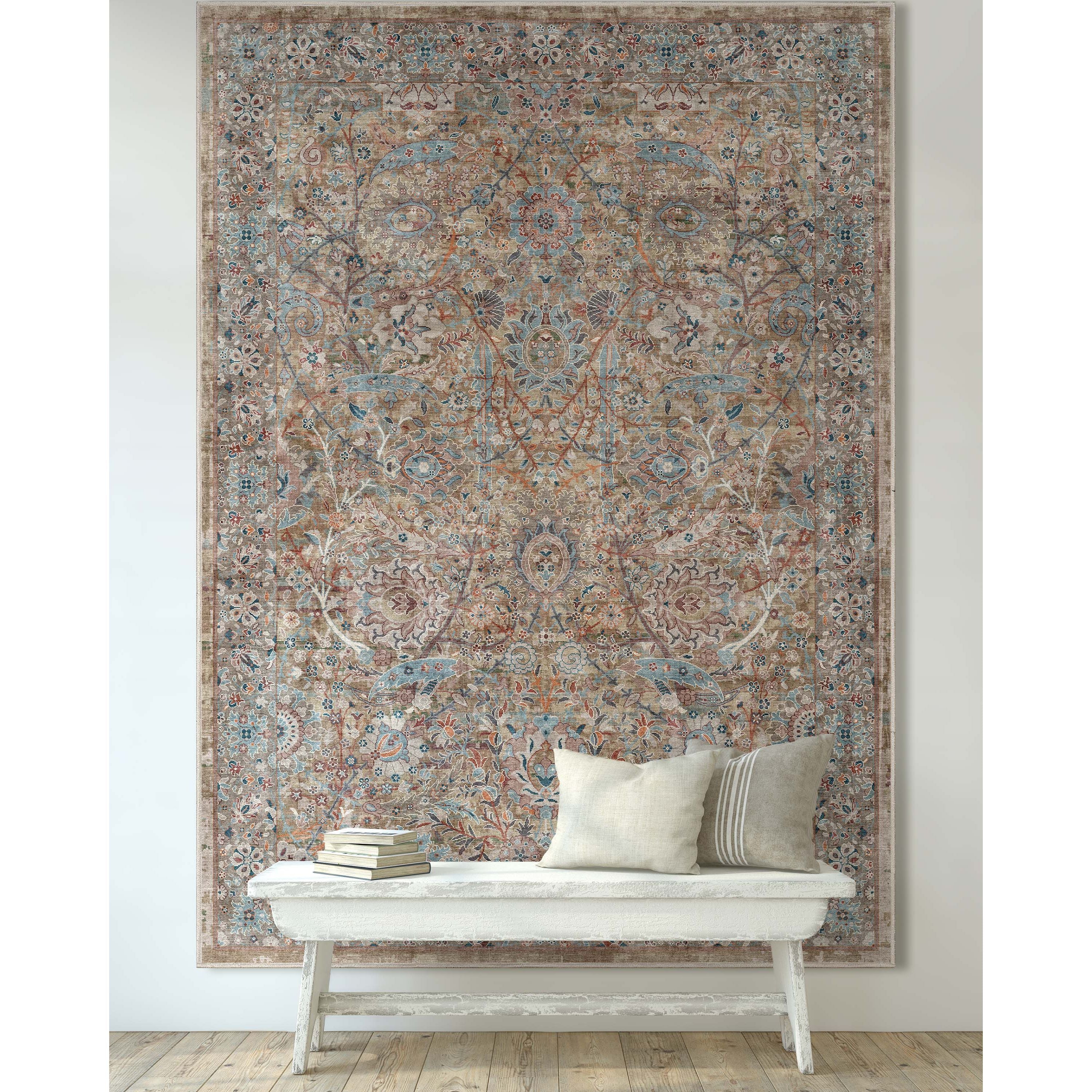 Emilia Vintage Persian Floral Blue Flat-Weave Rug