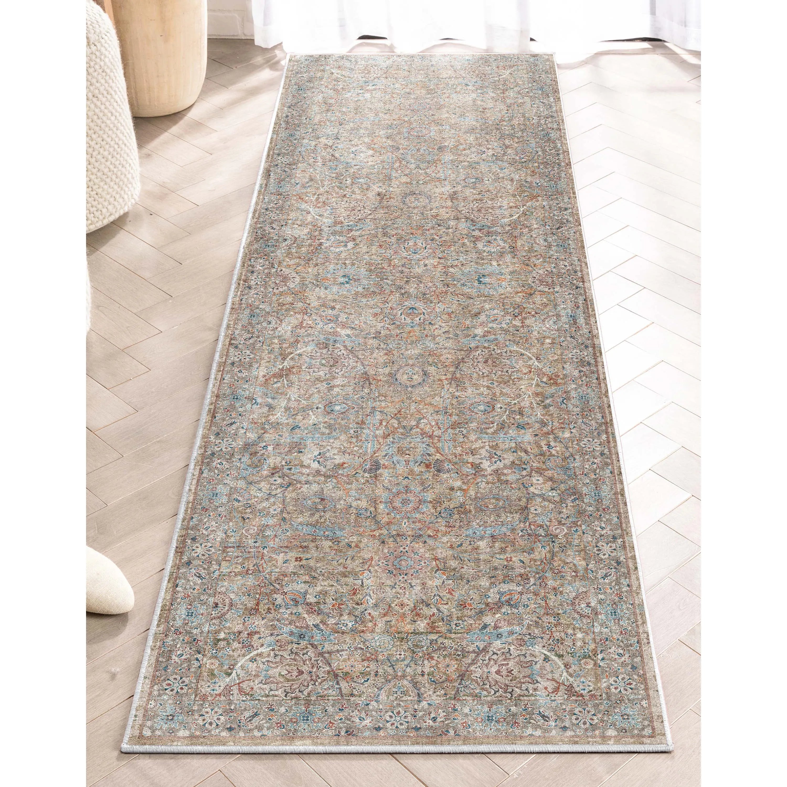 Emilia Vintage Persian Floral Blue Flat-Weave Rug