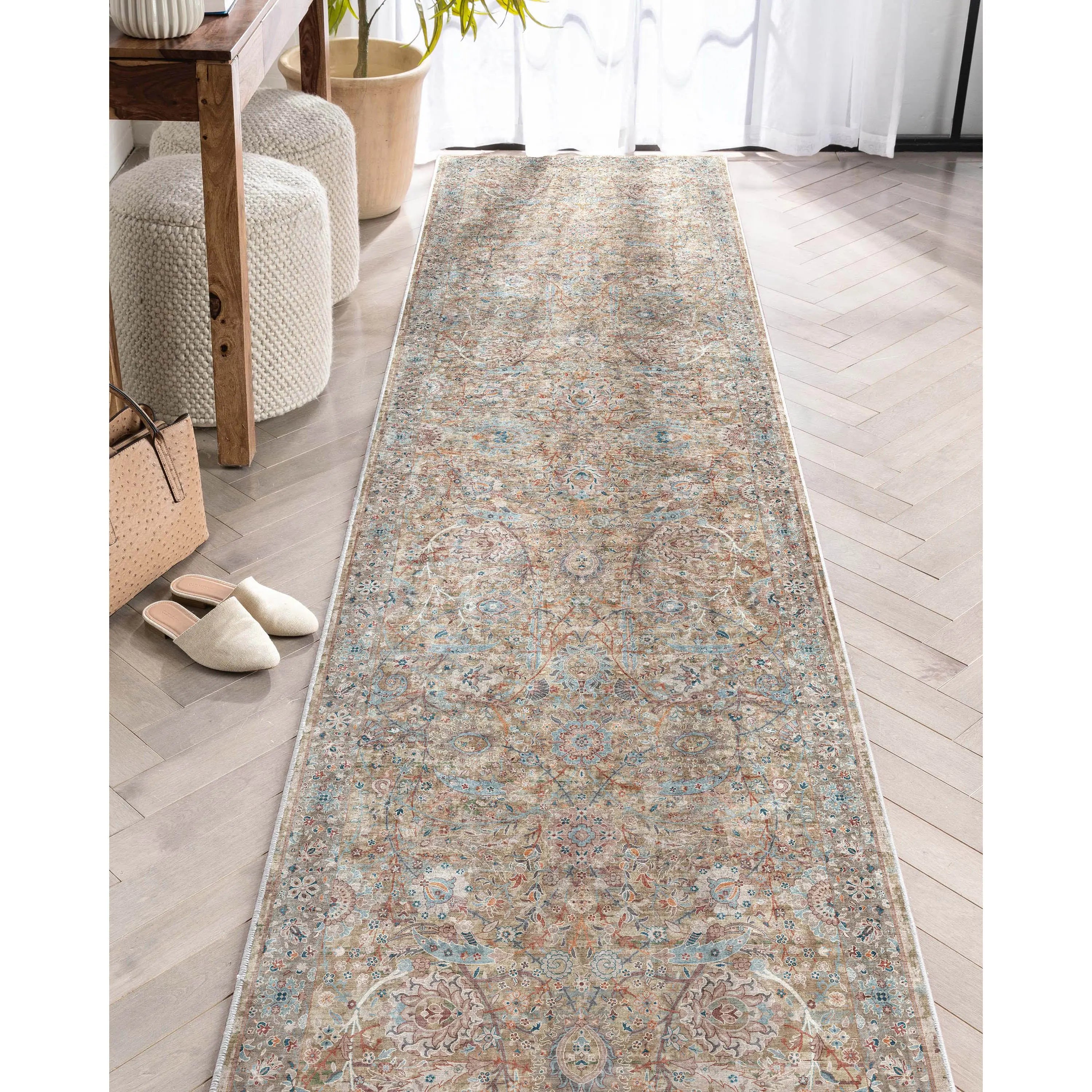 Emilia Vintage Persian Floral Blue Flat-Weave Rug