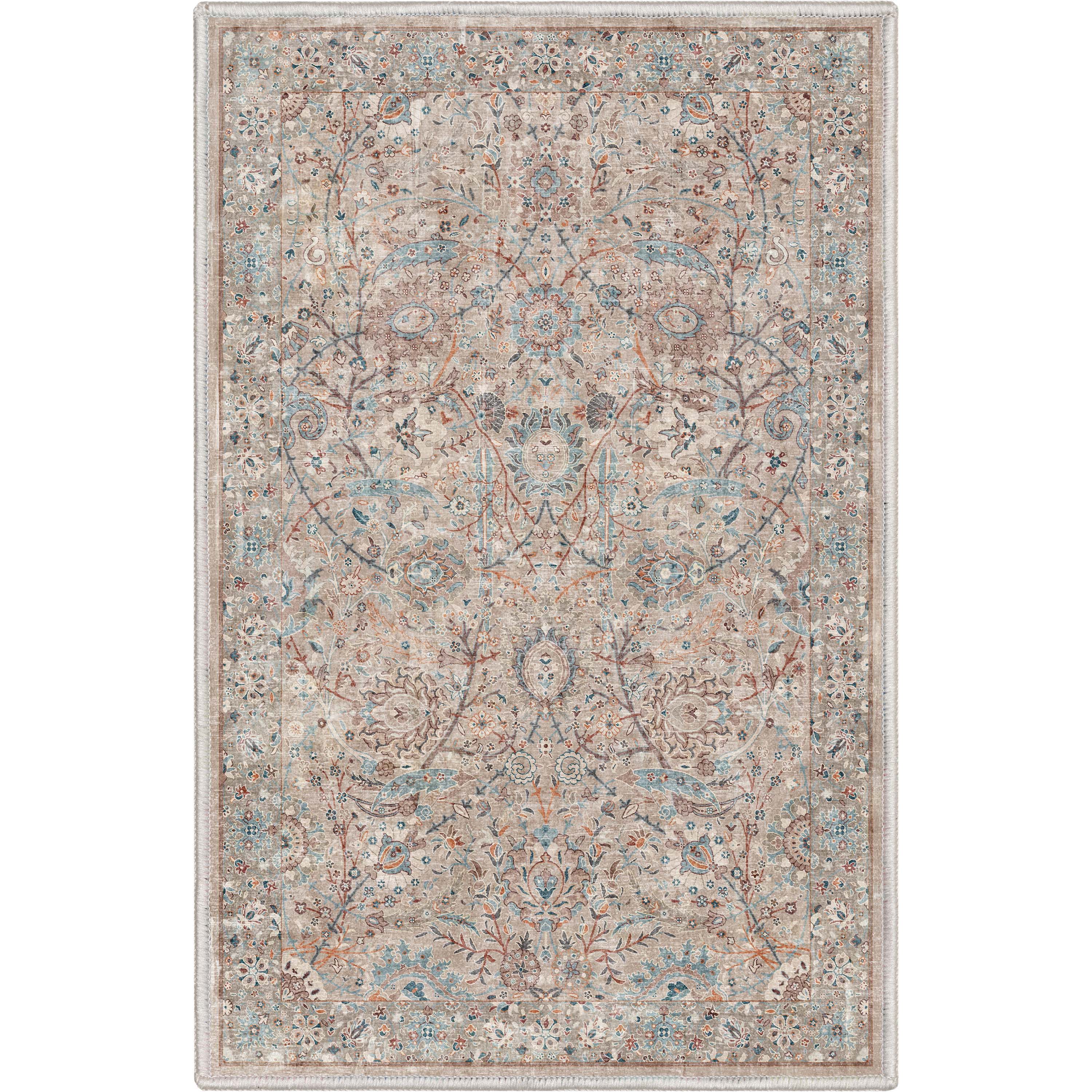 Emilia Vintage Persian Floral Ivory Flat-Weave Rug