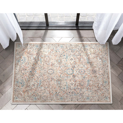 Emilia Vintage Persian Floral Ivory Flat-Weave Rug