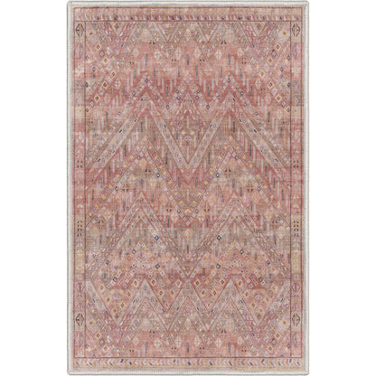 Anya Vintage Tribal Chevron Pink Beige Rust Flat-Weave Rug