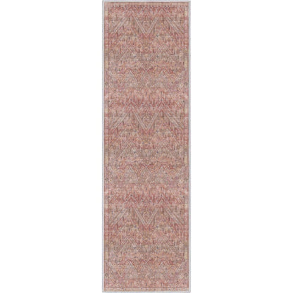 Anya Vintage Tribal Chevron Pink Beige Rust Flat-Weave Rug