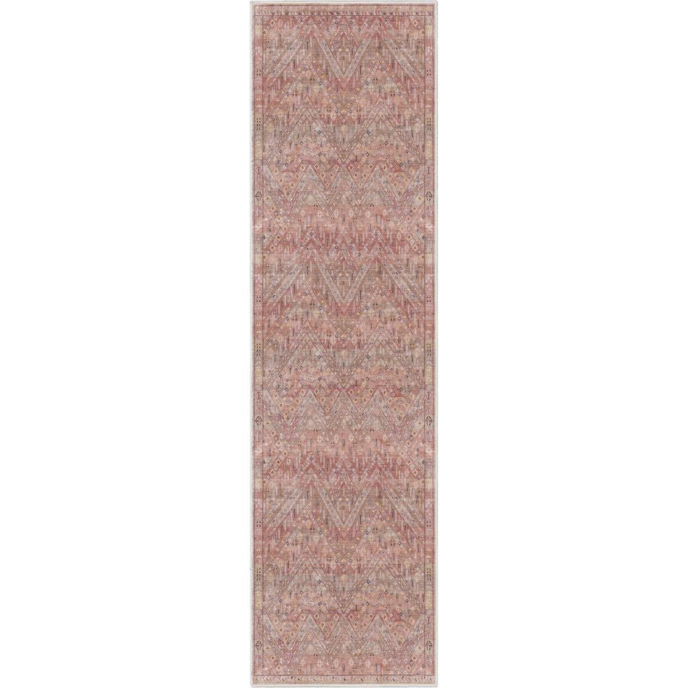 Anya Vintage Tribal Chevron Pink Beige Rust Flat-Weave Rug