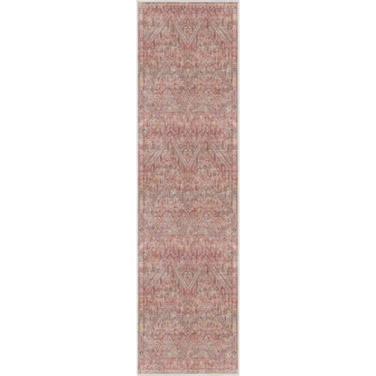 Anya Vintage Tribal Chevron Pink Beige Rust Flat-Weave Rug