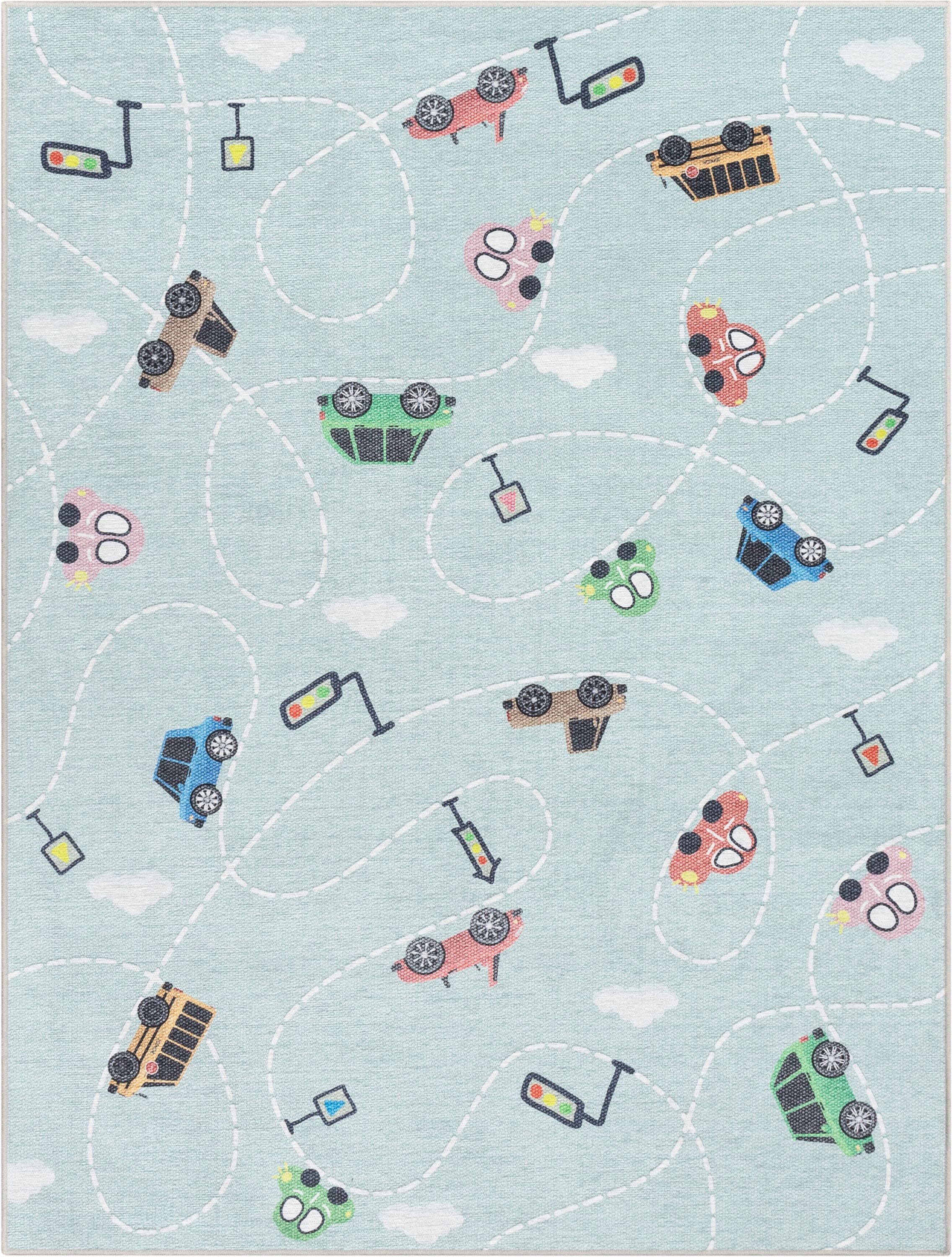 Traffic Modern Green Kids Flat-Weave Rug