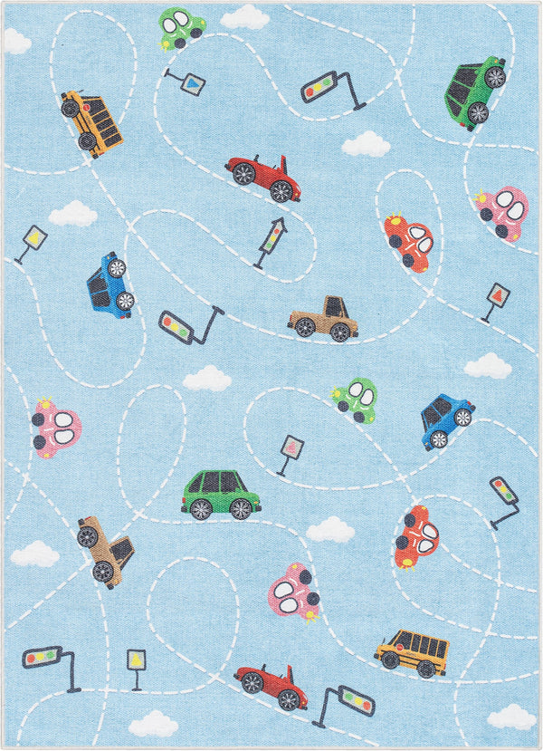 Traffic Modern Light Blue Kids Flat-Weave Rug