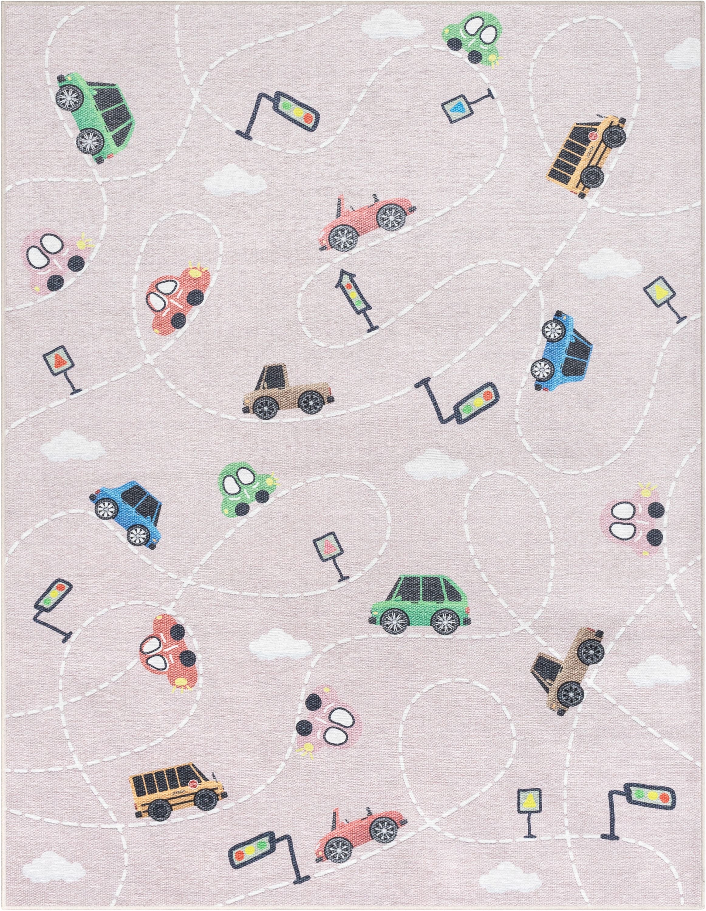 Traffic Modern Pink Kids Flat-Weave Rug