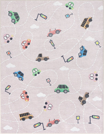 Traffic Modern Pink Kids Flat-Weave Rug