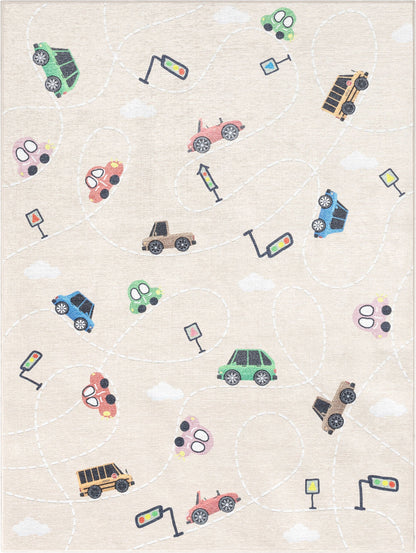 Traffic Modern Beige Kids Flat-Weave Rug