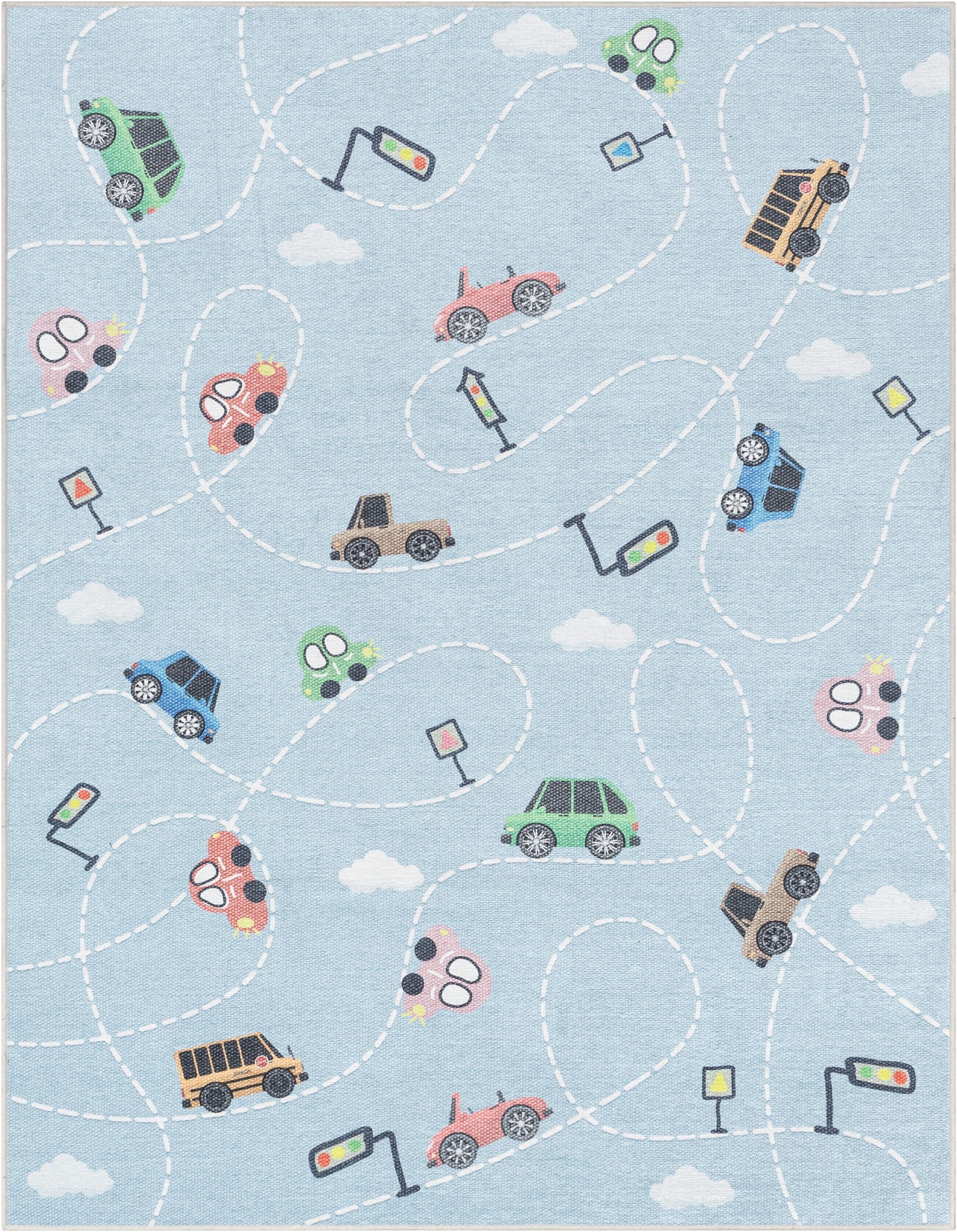 Traffic Modern Blue Kids Flat-Weave Rug