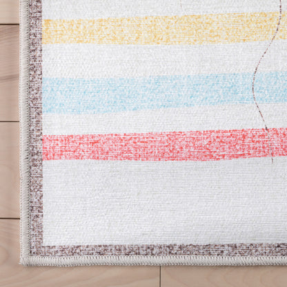 Hopscotch Rainbow Modern Multi Beige Kids Flat-Weave Rug