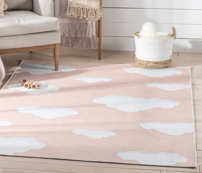 Cloud 9 Modern Coral Kids Flat-Weave Rug