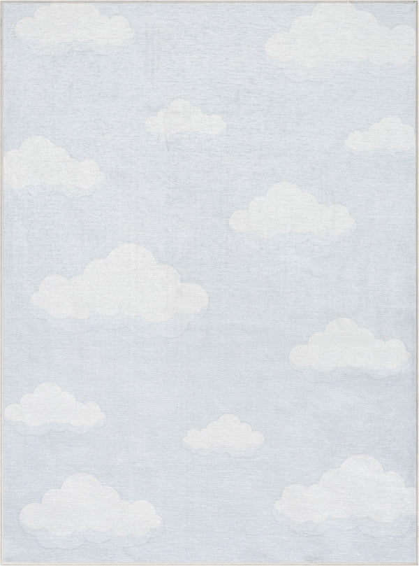 Cloud 9 Modern Grey Blue Kids Flat-Weave Rug