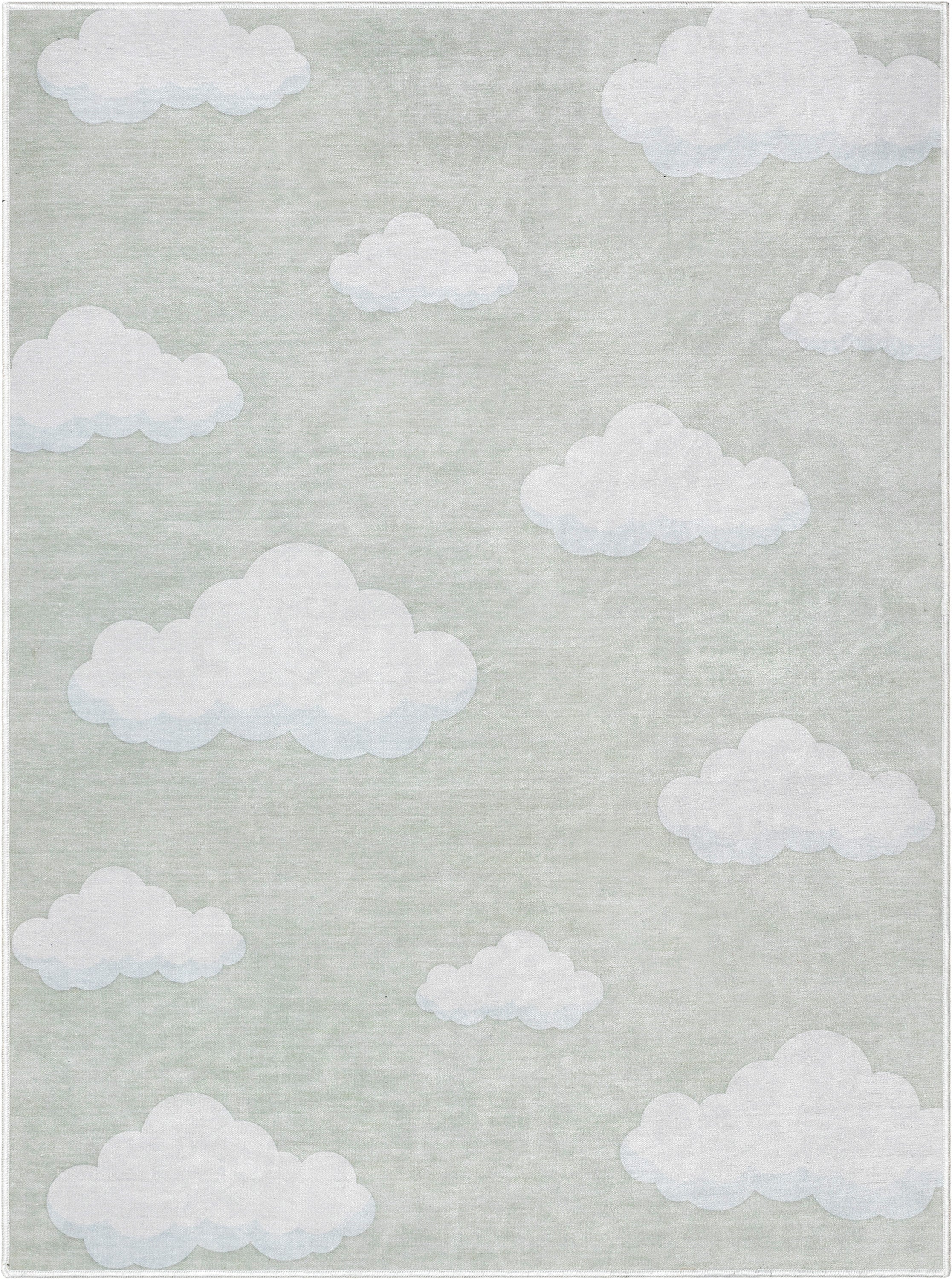 Cloud 9 Modern Sage Green Kids Flat-Weave Rug