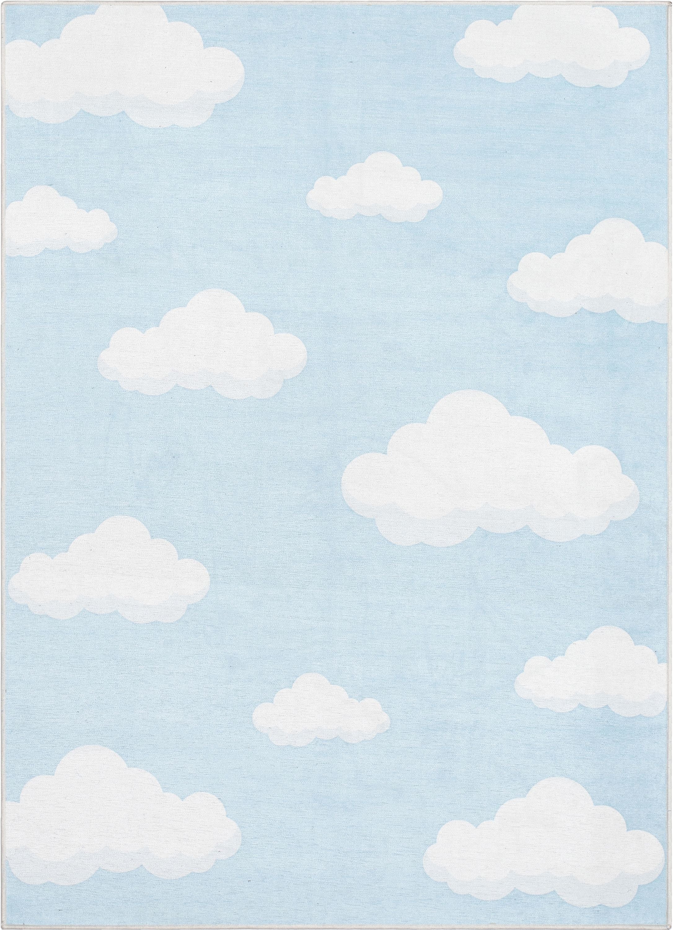 Cloud 9 Modern Light Blue Kids Flat-Weave Rug