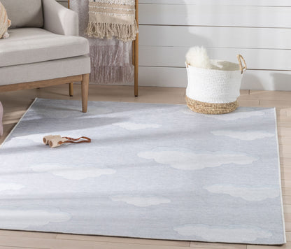 Cloud 9 Modern Grey Kids Flat-Weave Rug