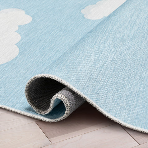 Cloud 9 Modern Blue Kids Flat-Weave Rug