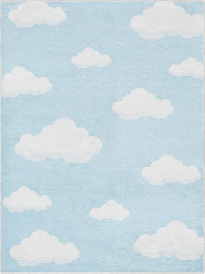 Cloud 9 Modern Blue Kids Flat-Weave Rug