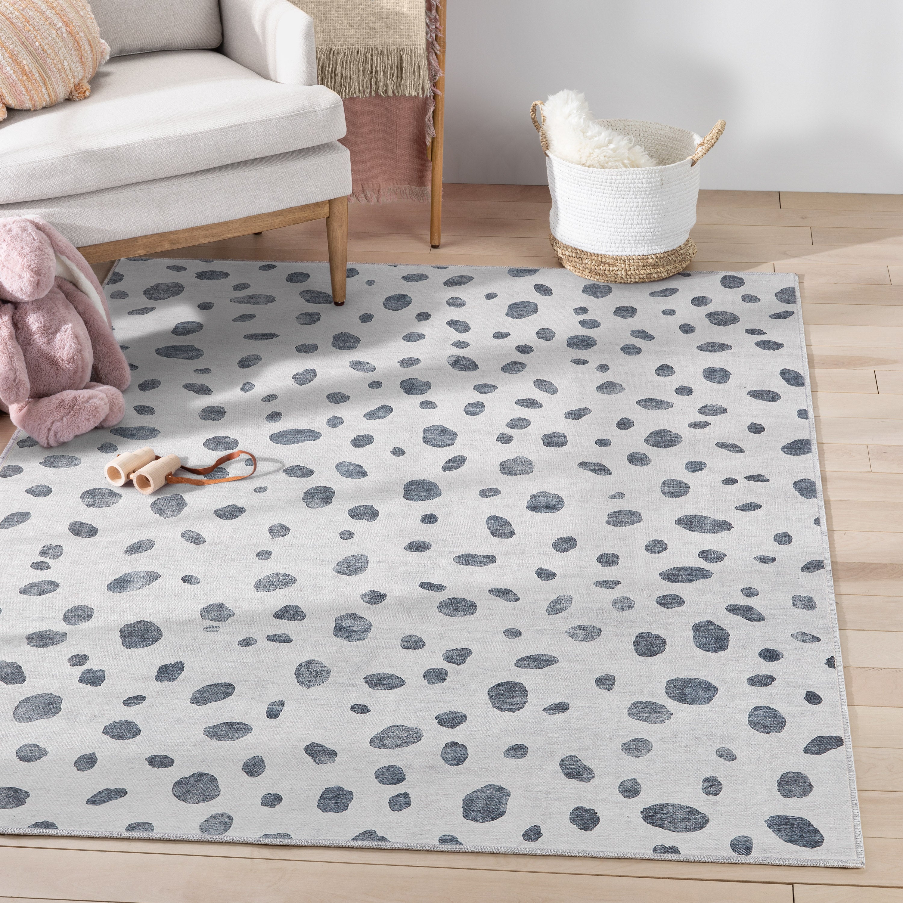 Animal Dots Modern Ivory Black Area Flat-Weave Rug