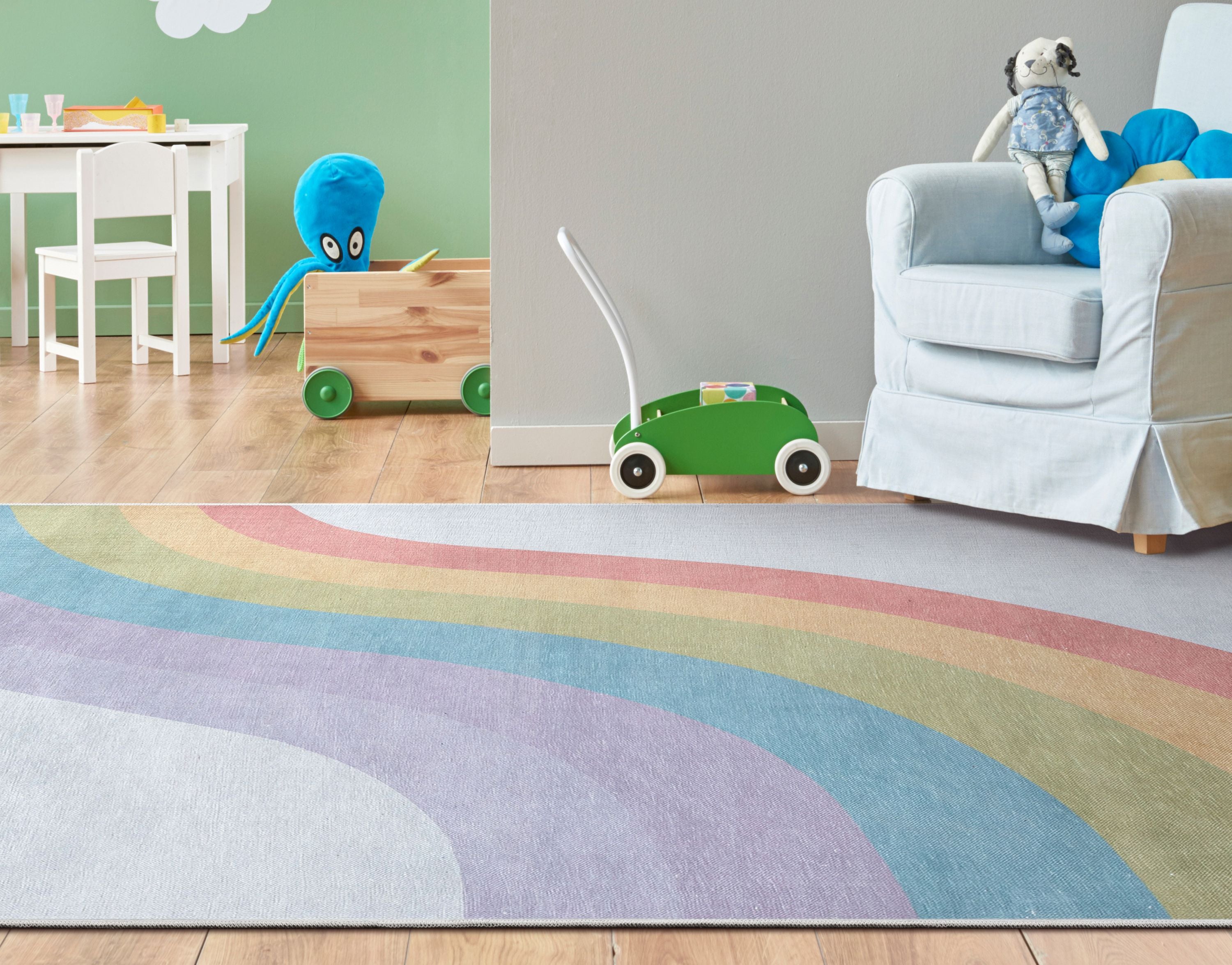 Rainbow Modern Multi Color Area Flat-Weave Rug