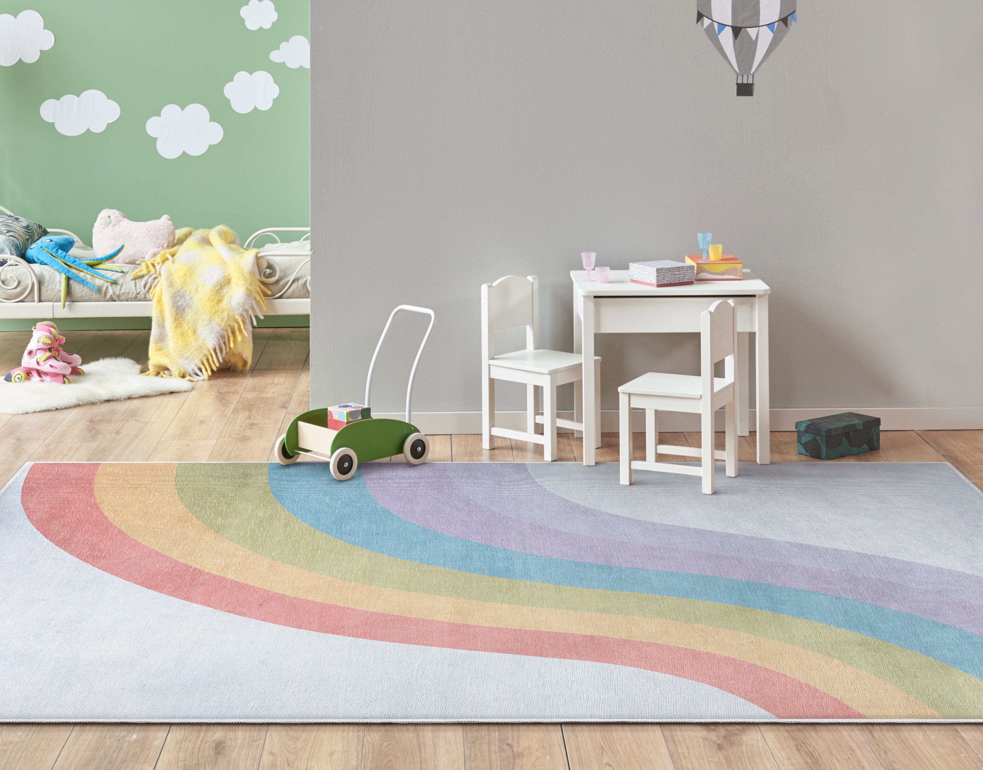 Rainbow Modern Multi Color Area Flat-Weave Rug