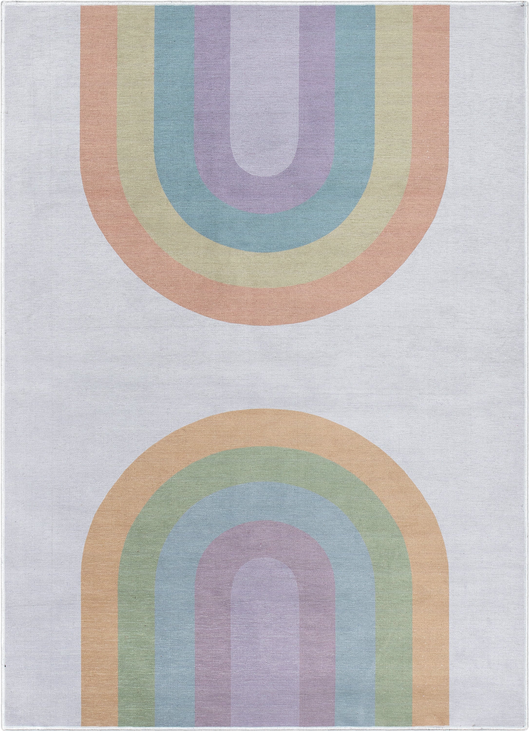 Rainbow Watercolor Modern Multi Color Area Flat-Weave Rug