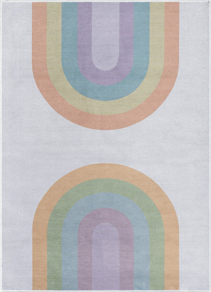 Rainbow Watercolor Modern Multi Color Area Flat-Weave Rug