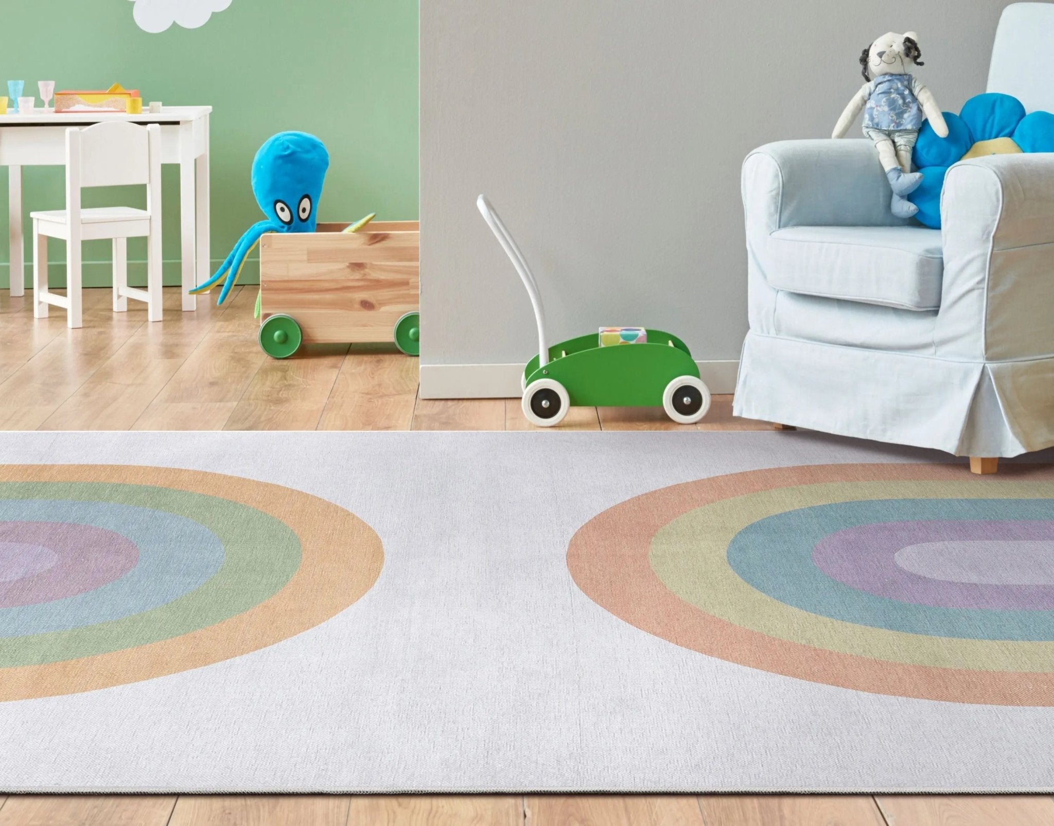 Rainbow Watercolor Modern Multi Color Area Flat-Weave Rug Well Woven