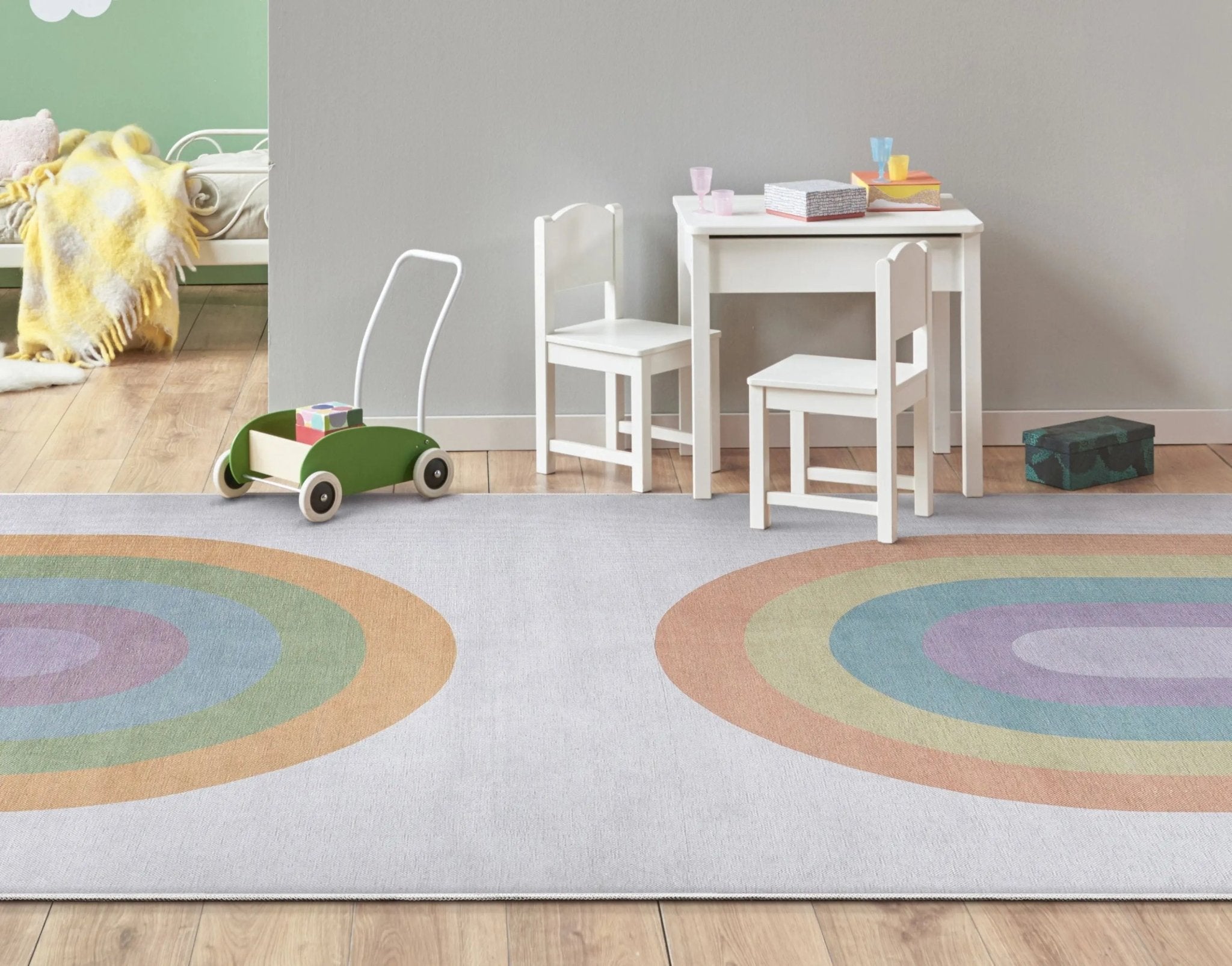 Rainbow Watercolor Modern Multi Color Area Flat-Weave Rug Well Woven