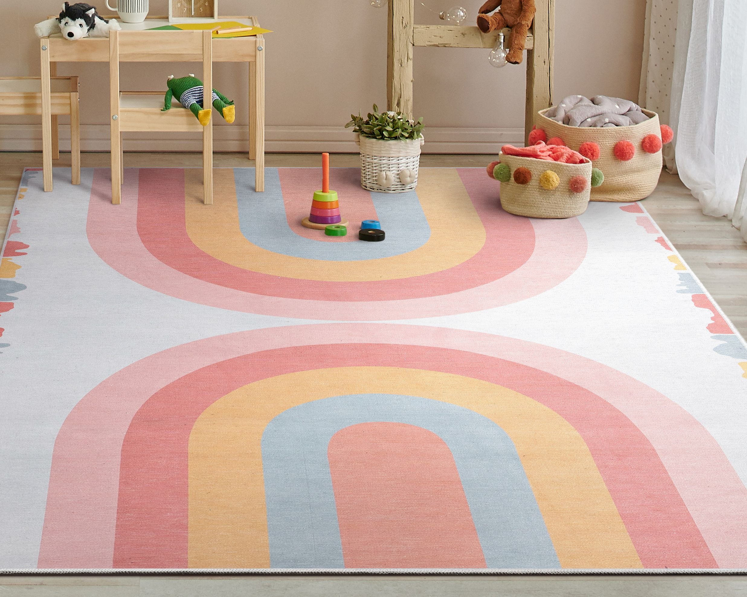 Crescent Rainbow Modern Multi Color Area Flat-Weave Rug