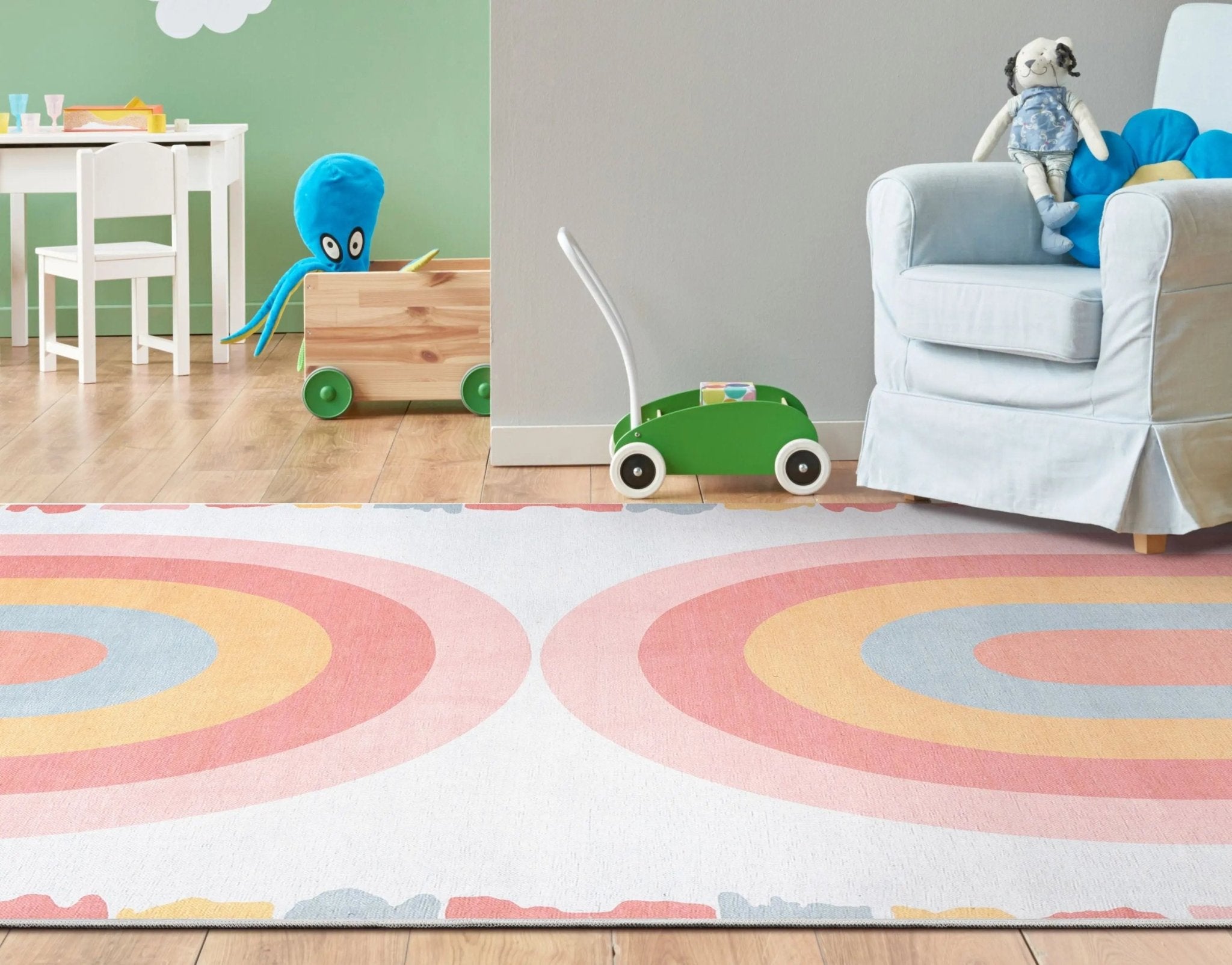 Crescent Rainbow Modern Multi Color Area Flat-Weave Rug Well Woven