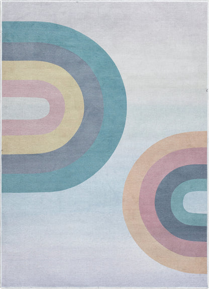 Kaleidoscope Rainbow Modern Multi Pastel Area Flat-Weave Rug