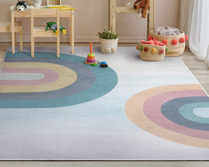 Kaleidoscope Rainbow Modern Multi Pastel Area Flat-Weave Rug