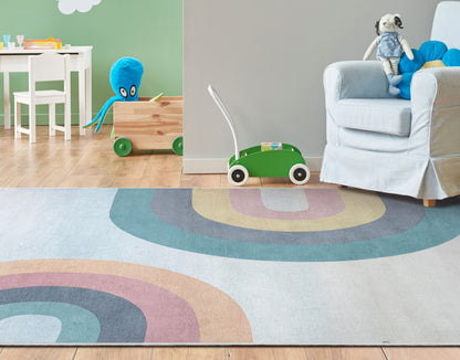 Kaleidoscope Rainbow Modern Multi Pastel Area Flat-Weave Rug