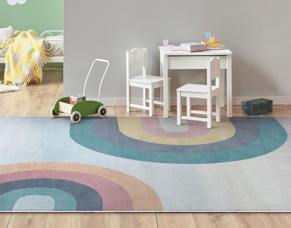 Kaleidoscope Rainbow Modern Multi Pastel Area Flat-Weave Rug