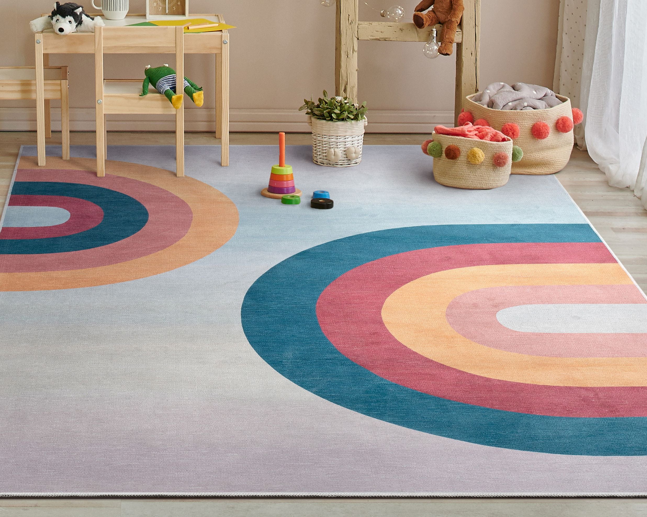 Kaleidoscope Rainbow Modern Multi Color Area Flat-Weave Rug