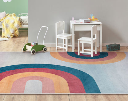 Kaleidoscope Rainbow Modern Multi Color Area Flat-Weave Rug