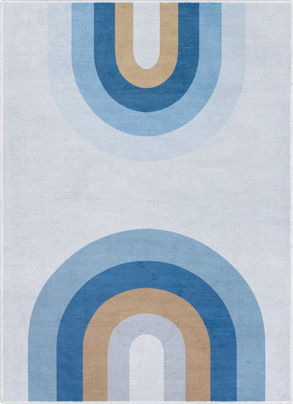 Twilight Rainbow Modern Blue Area Flat-Weave Rug