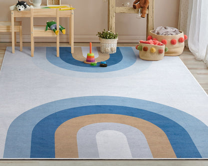 Twilight Rainbow Modern Blue Area Flat-Weave Rug