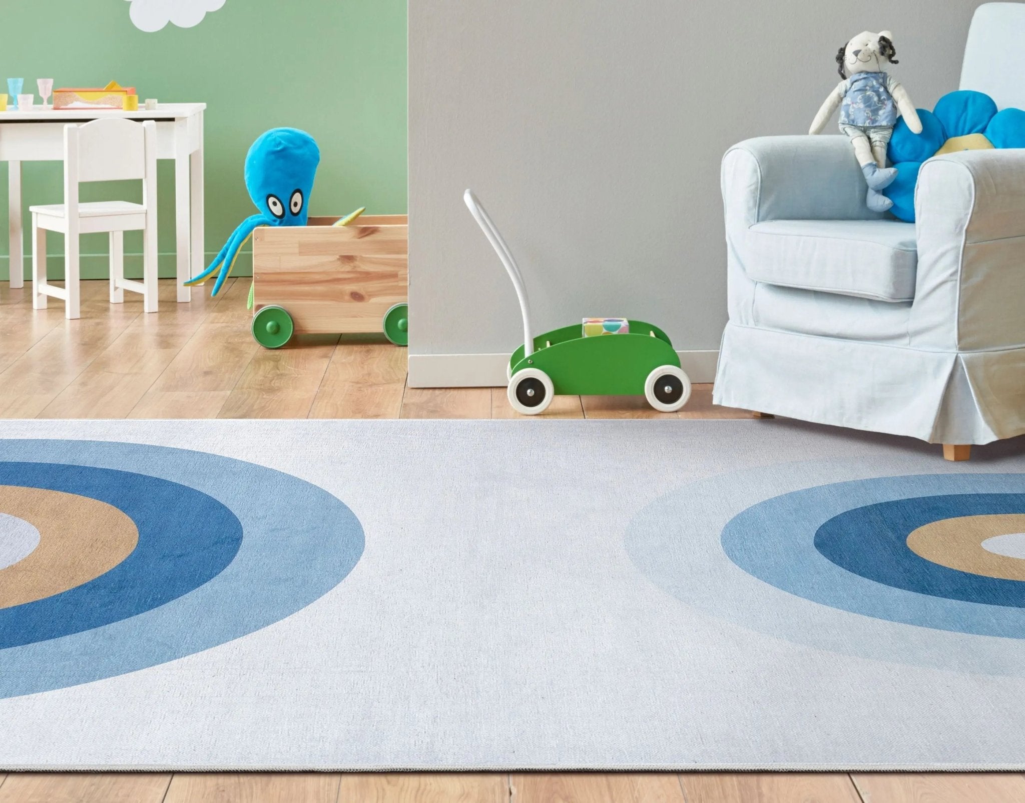 Twilight Rainbow Modern Blue Area Flat-Weave Rug Well Woven