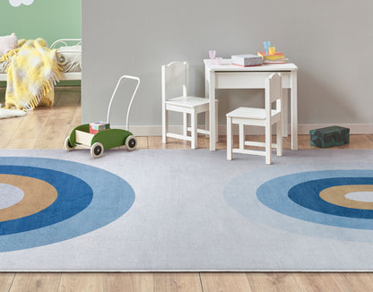 Twilight Rainbow Modern Blue Area Flat-Weave Rug