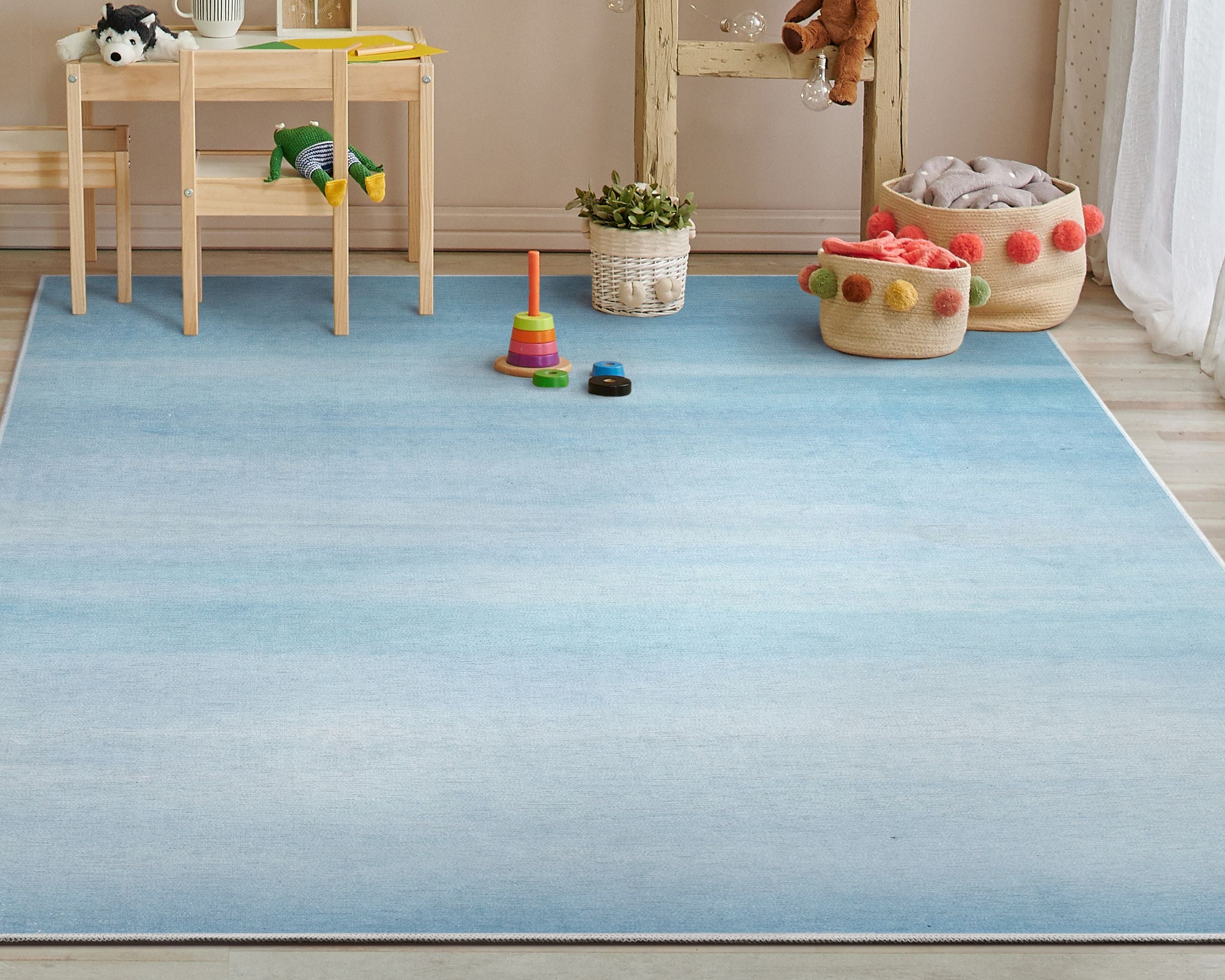 Nightfall Modern Blue Area Flat-Weave Rug