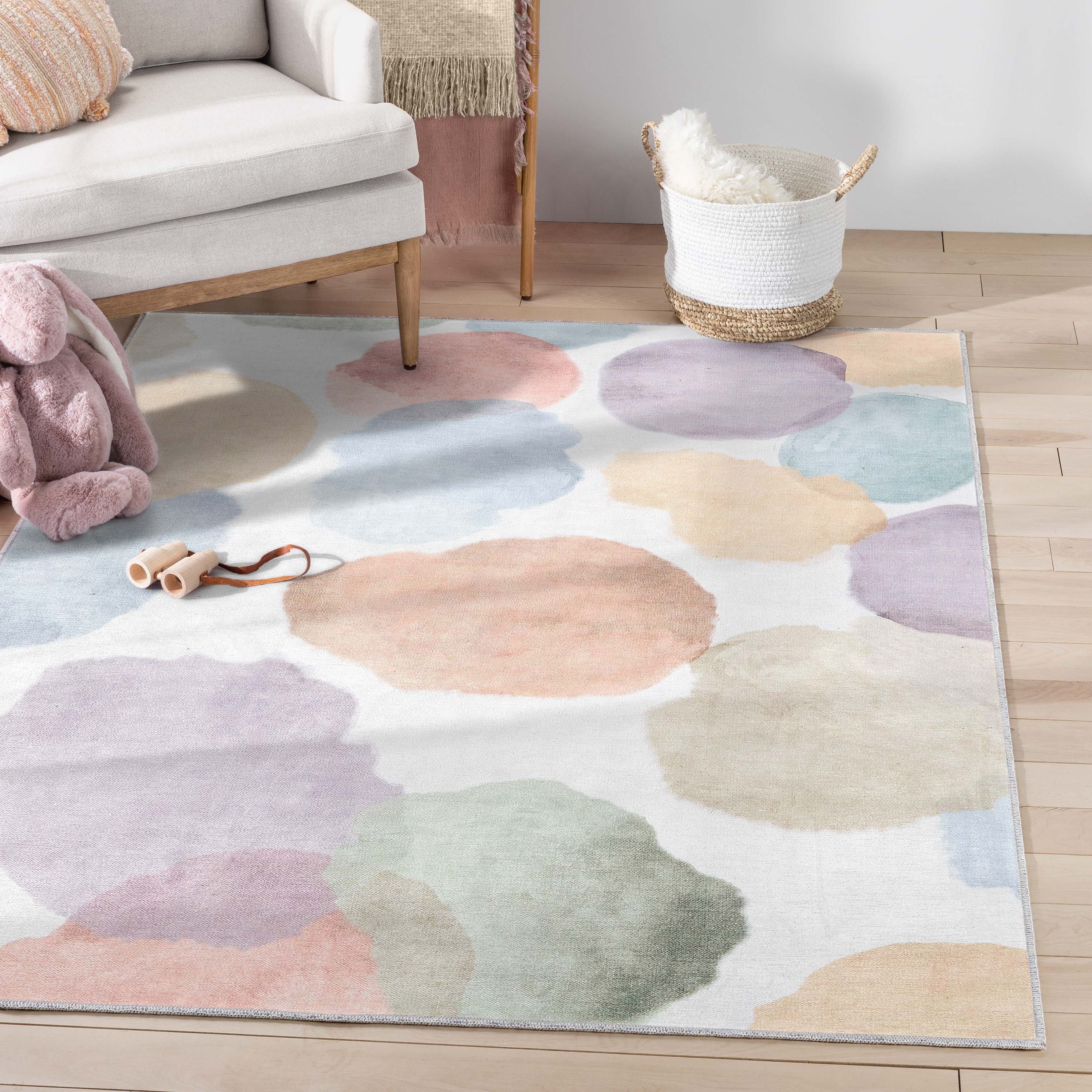 Watercolor Dot Modern Multi Color Area Flat-Weave Rug