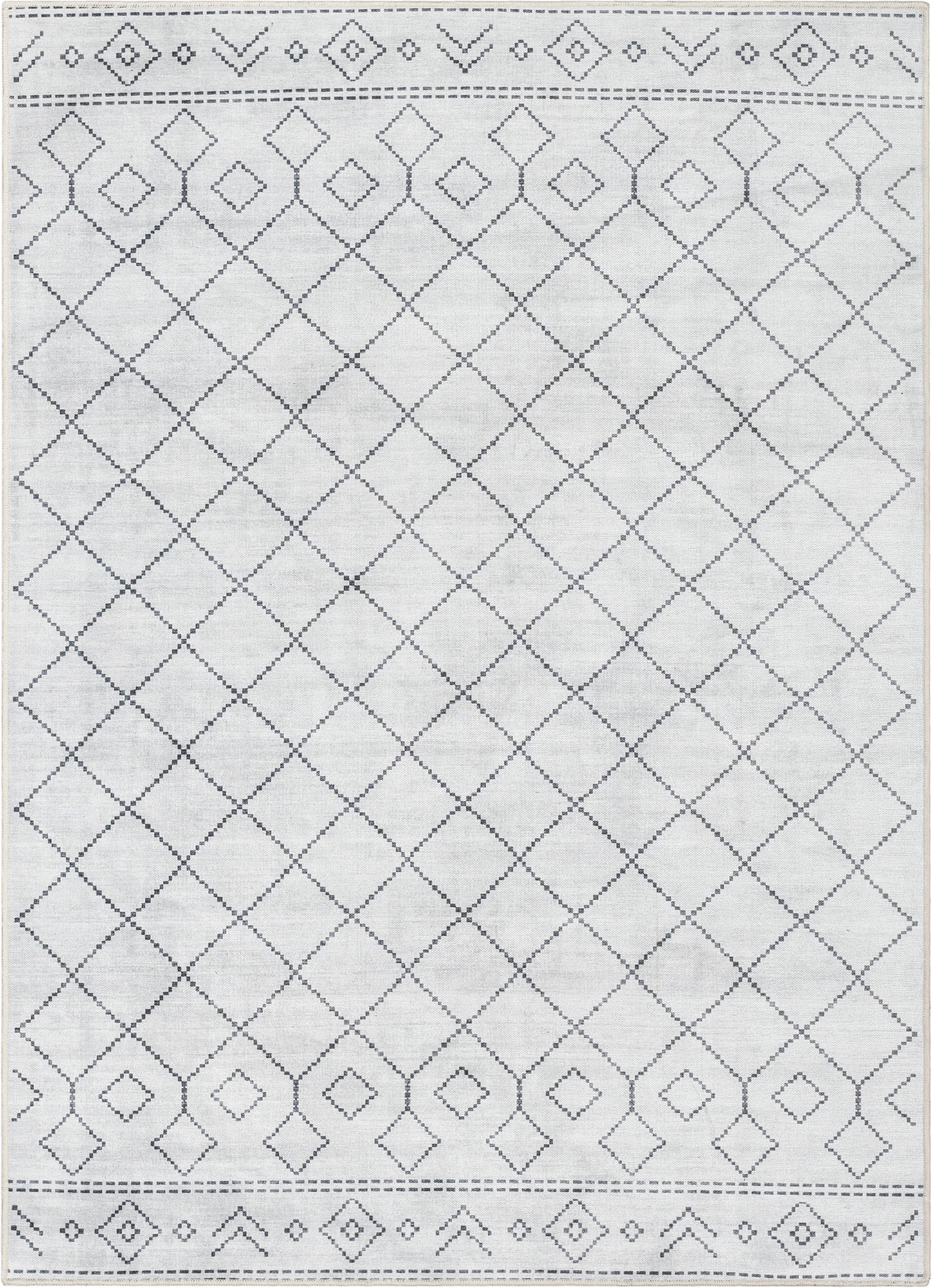 Anastasia Moroccan Trellis Pattern Ivory Grey Area Flat-Weave Rug