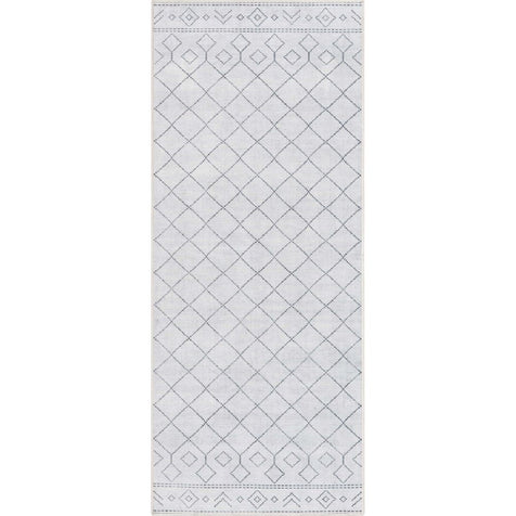 Anastasia Moroccan Trellis Pattern Ivory Grey Area Flat-Weave Rug