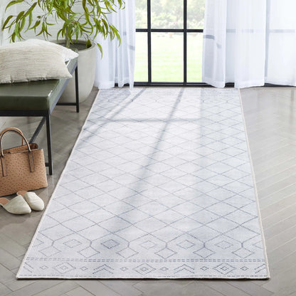 Anastasia Moroccan Trellis Pattern Ivory Grey Area Flat-Weave Rug Well Woven