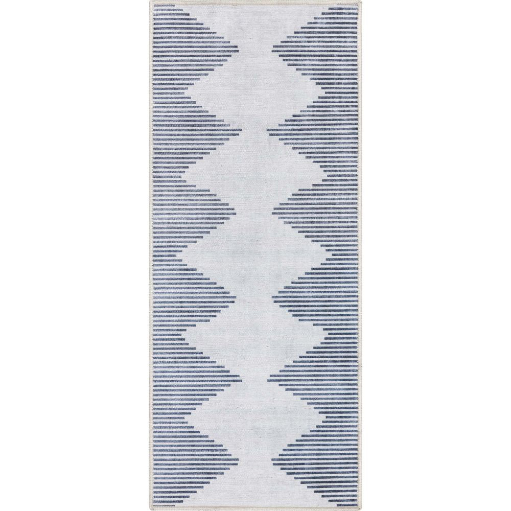 Bree Moroccan Diamond Stripes Ivory Grey Area Flat-Weave Rug